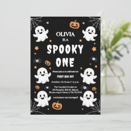 Olivia's Spooky First Birthday Party-uitnodiging Kaart