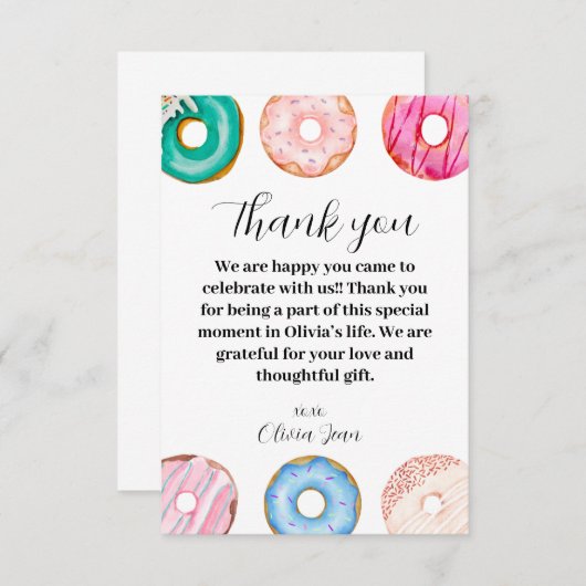 Olivia's Sweet One Verjaardagskaartje met dankjewe Bedankkaart (Voorkant / Achterkant)