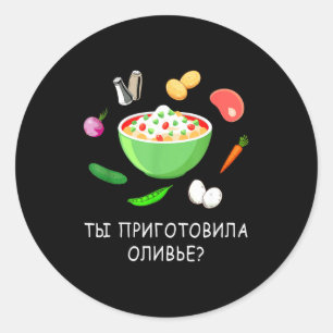 Olivier salade liefhebber Russisch Nieuwjaar Russi Ronde Sticker