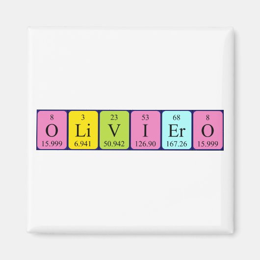 Oliviero periodieke tabelnaam magnet (Voorkant)