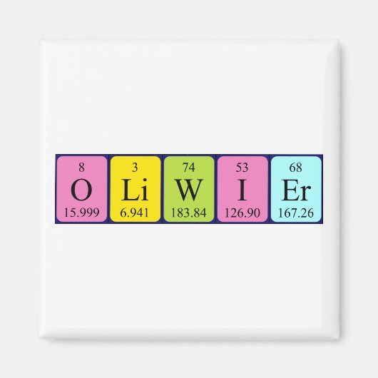 Oliwier periodieke lijstnaam magnet (Voorkant)