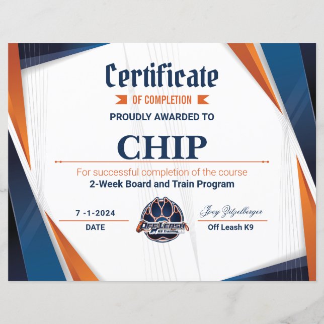 OLK9 Certificaat #2 (Voorkant)