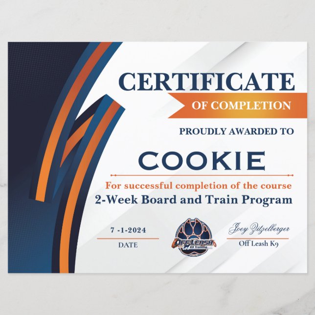 OLK9 Certificaat #3 (Voorkant)