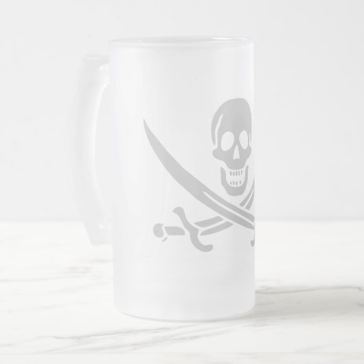 Ølkrus, grå matglas bierpul (Voorkant links)