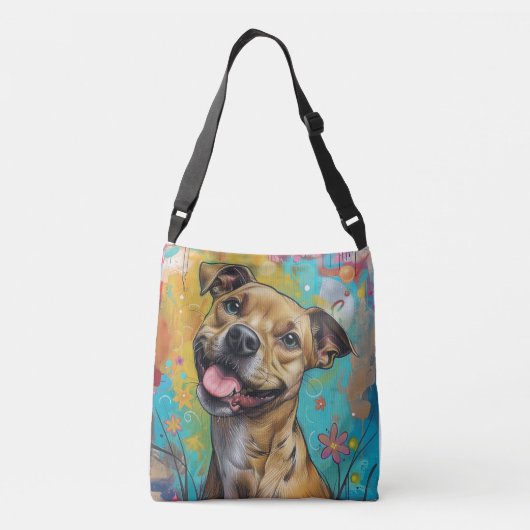 Ollie de optimistische pitbull crossbody tas (Achterkant)