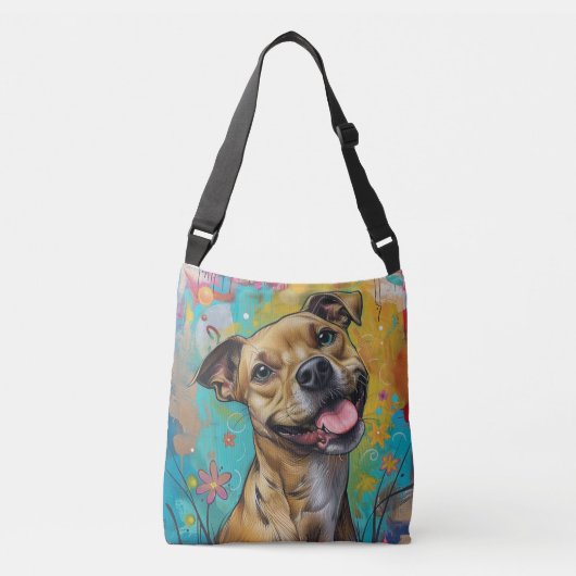 Ollie de optimistische pitbull crossbody tas (Voorkant)