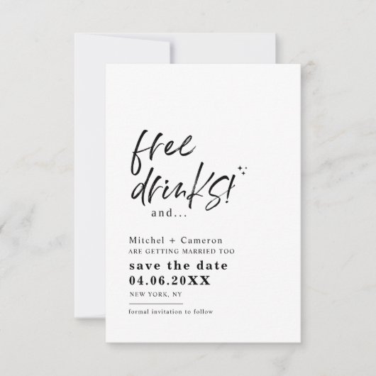 Ollie | Gratis Drinken Bewaar de datum van bekendm Save The Date (Voorkant)