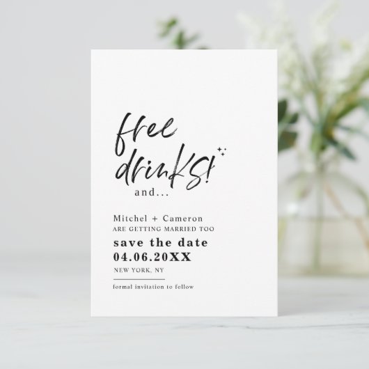 Ollie | Gratis Drinken Bewaar de datum van bekendm Save The Date (Staand voorkant)