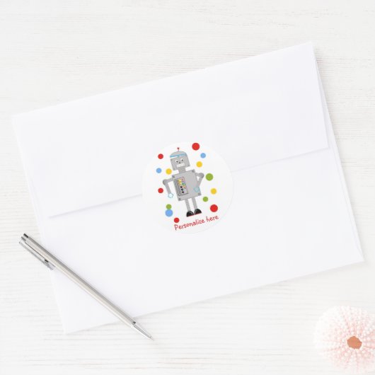 Ollie The Robot Ronde Sticker (Envelop)