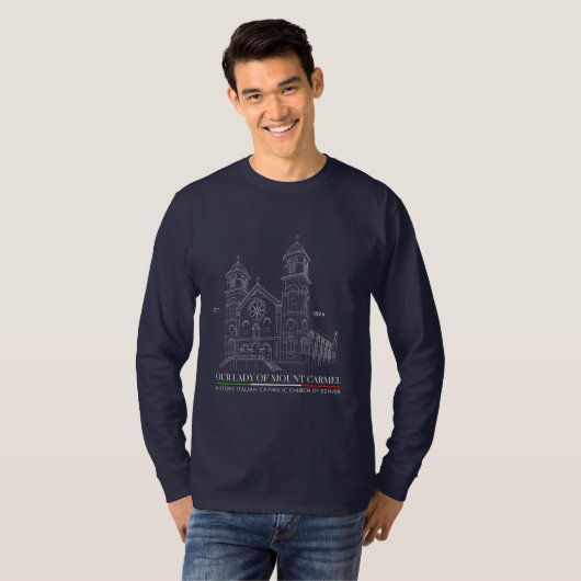 OLMC Line-Logo Mannen Lange hoes T-Shirt marine (Voorkant volledig)