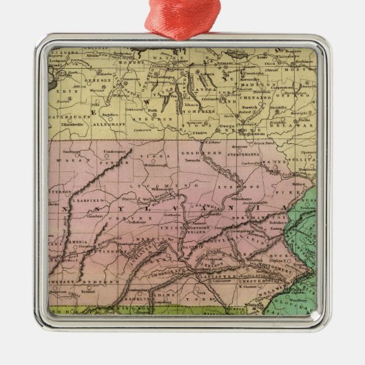 Olney Map Midden-Staten Metalen Ornament (Voorkant)