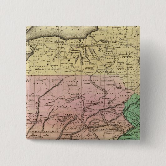 Olney Map Midden-Staten Vierkante Button 5,1 Cm (Voorkant)