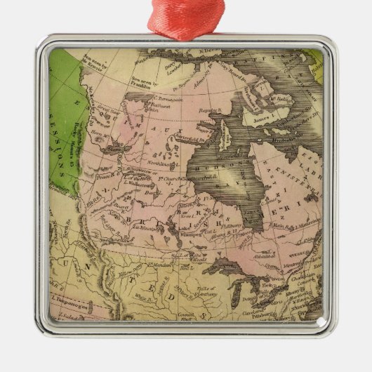 Olney Map Noord-Amerika Metalen Ornament (Voorkant)