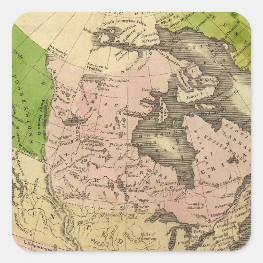 Olney Map Noord-Amerika Vierkante Sticker (Voorkant)