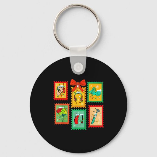 Ology Ologist Xmas Vibes Merry Christmas Stamps Sleutelhanger (Voorkant)