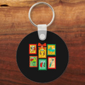 Ology Ologist Xmas Vibes Merry Christmas Stamps Sleutelhanger (Voorkant)