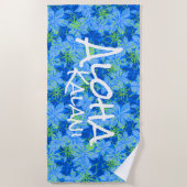 Olowalu Hibiscus Hawaiian Camo Aloha Monogram Blue Strandlaken (Voorkant)