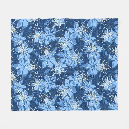 Olowalu Hibiscus Hawaiian Camo Aloha Shirt Print Fleece Deken (Voorkant (Horizontaal))