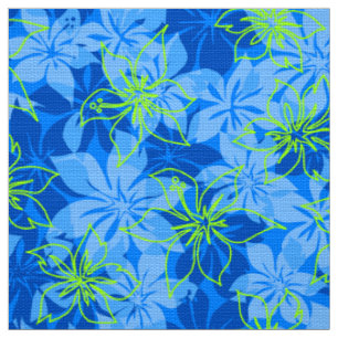 Olowalu Hibiscus Hawaiian Camo Aloha Shirt Print Stof