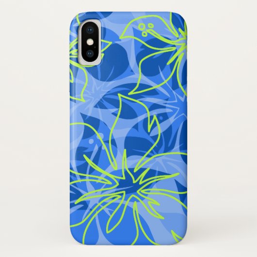 Olowalu Hibiscus Hawaiian Camo Blue Case-Mate iPhone Case (Achterkant)