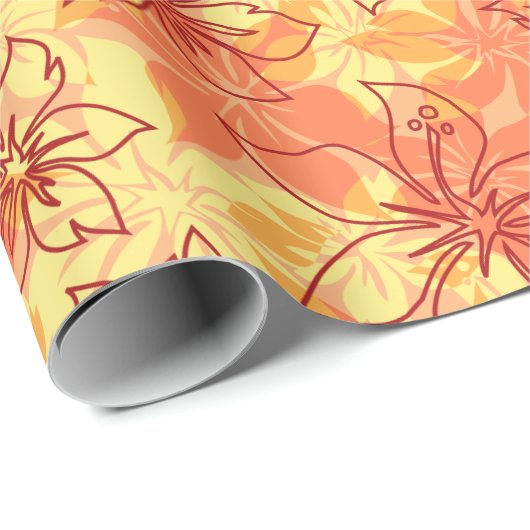 Olowalu Hibiscus Hawaiian Camo Cadeaupapier (Rol Hoek)