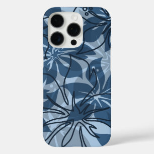 Olowalu Hibiscus Hawaiian Camo Denim Blue iPhone 16 Pro Hoesje