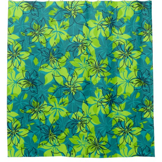 Olowalu Hibiscus Hawaiian Camo Douchegordijn (Voorkant)