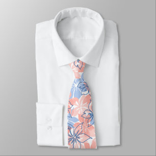 Olowalu Hibiscus Hawaiian Camo - Koraal Stropdas