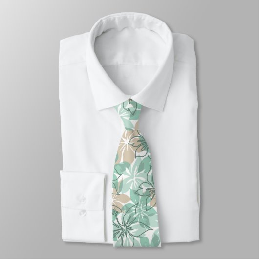 Olowalu Hibiscus Hawaiian Camo - Mint Stropdas (Gebonden)