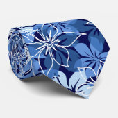 Olowalu Hibiscus Hawaiian Camo - Navy Blue Stropdas (Opgerold)