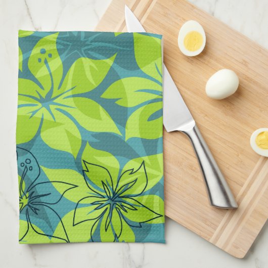 Olowalu Hibiscus Hawaiian Kitchen Towel Theedoek (Quarter Fold)