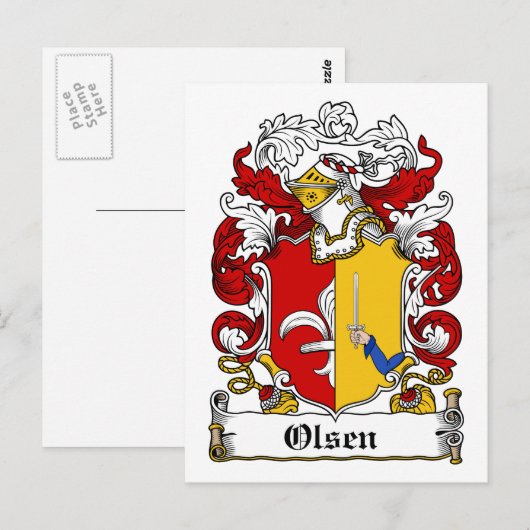 Olsen Family Crest Briefkaart (Voorkant / Achterkant)