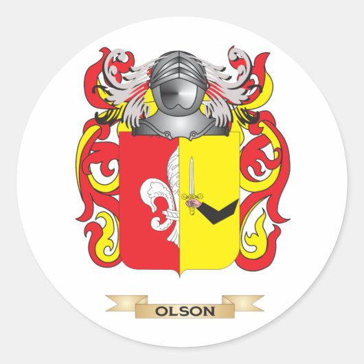Olson Coat of Arms (gezinscrest) Ronde Sticker (Voorkant)