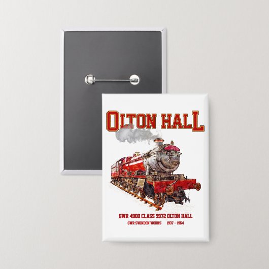Olton Hall antieke stoomtrein Engelse locomotief Button (Voorkant / Achterkant)