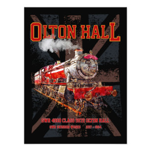 Olton Hall antieke stoomtrein Engelse locomotief  Foto Afdruk