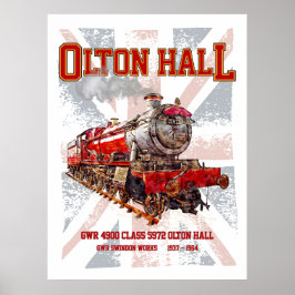Olton Hall antieke stoomtrein Engelse locomotief  Poster