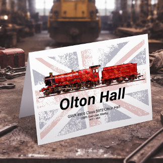 Olton Hall stoomtrein Engels Locomotief Bedankkaart