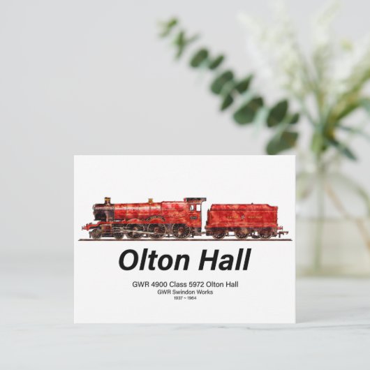Olton Hall  stoomtrein Engels Locomotief Briefkaart (Staand voorkant)
