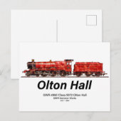 Olton Hall  stoomtrein Engels Locomotief Briefkaart (Voorkant / Achterkant)