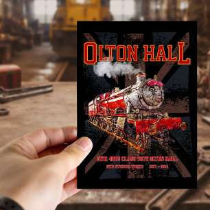 Olton Hall stoomtrein Engels Locomotief Briefkaart
