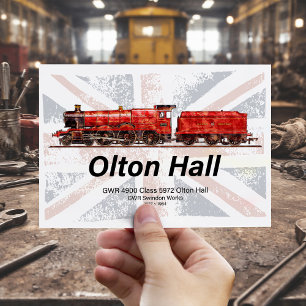 Olton Hall stoomtrein Engels Locomotief Briefkaart