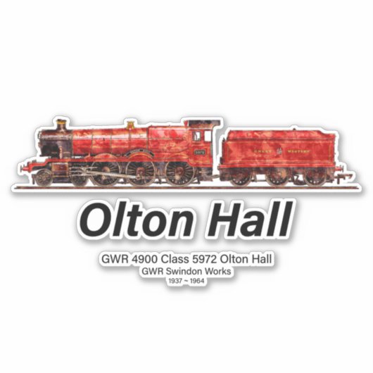 Olton Hall stoomtrein Engels Locomotief Sticker (Voorkant)