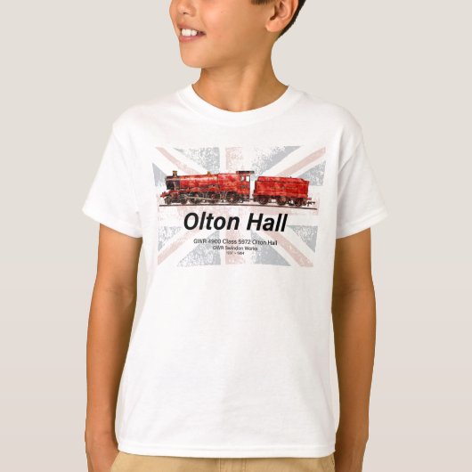 Olton Hall  stoomtrein Engels Locomotief T-shirt (Voorkant)