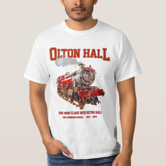 Olton Hall stoomtrein Engels Locomotief T-shirt (Voorkant)