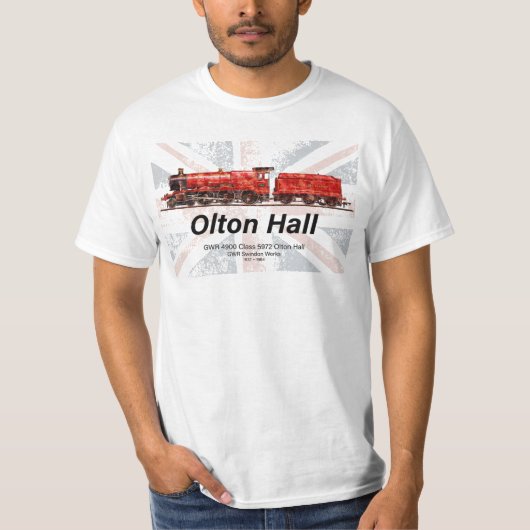 Olton Hall  stoomtrein Engels Locomotief T-shirt (Voorkant)