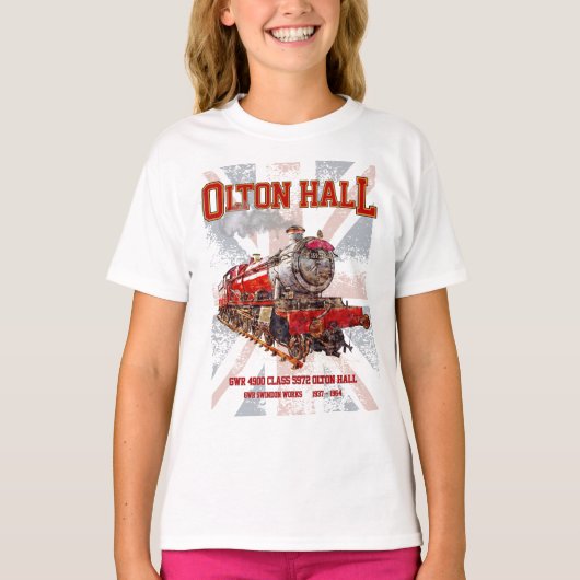 Olton Hall  stoomtrein Engels Locomotief T-shirt (Voorkant)