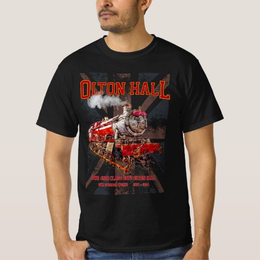 Olton Hall stoomtrein Engels Locomotief T-shirt (Voorkant)