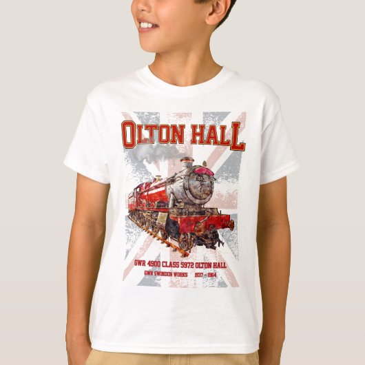 Olton Hall stoomtrein Engels Locomotief T-shirt (Voorkant)