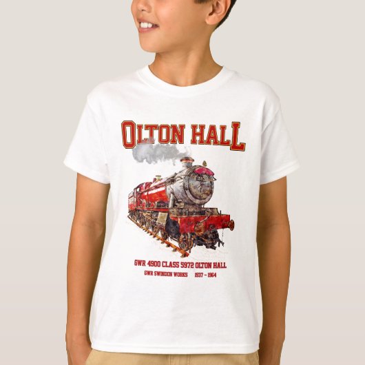 Olton Hall stoomtrein Engels Locomotief T-shirt (Voorkant)