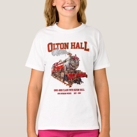 Olton Hall  stoomtrein Engels Locomotief T-shirt (Voorkant)